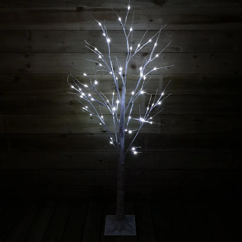 Christmas Festive Wonderland 1.5m (5ft) Indoor Outdoor Christmas Lit Birch Tree with 64 Ice White LEDs