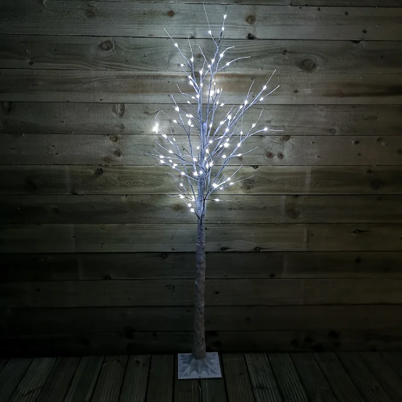 Christmas Crackling Wood Fire 1.8m (6ft) Indoor Outdoor Christmas Lit Birch Tree with 80 Ice White LEDs Christmas Crackling Wood Fire 1.8m (6ft) Indoor Outdoor Christmas Lit Birch Tree with 80 Ice White LEDs