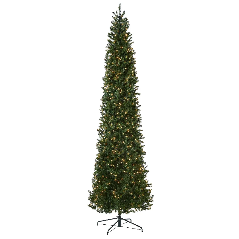 Christmas Gifts 10 ft.Pre-Lit Kingswood Fir Pencil Slim Tree with Clear Lights