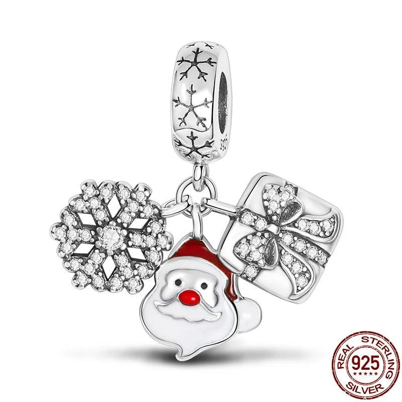 Santa Claus Sterling Silver Christmas Snowflakes Beads
