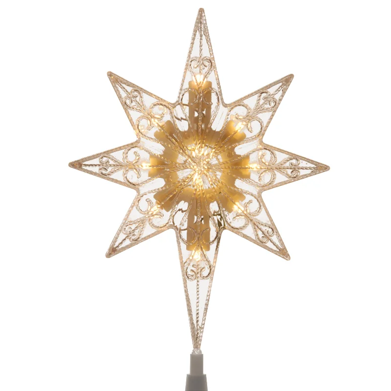 Christmas Music 11 in. Tree Top Star with Battery Operated Warm White LED Lights