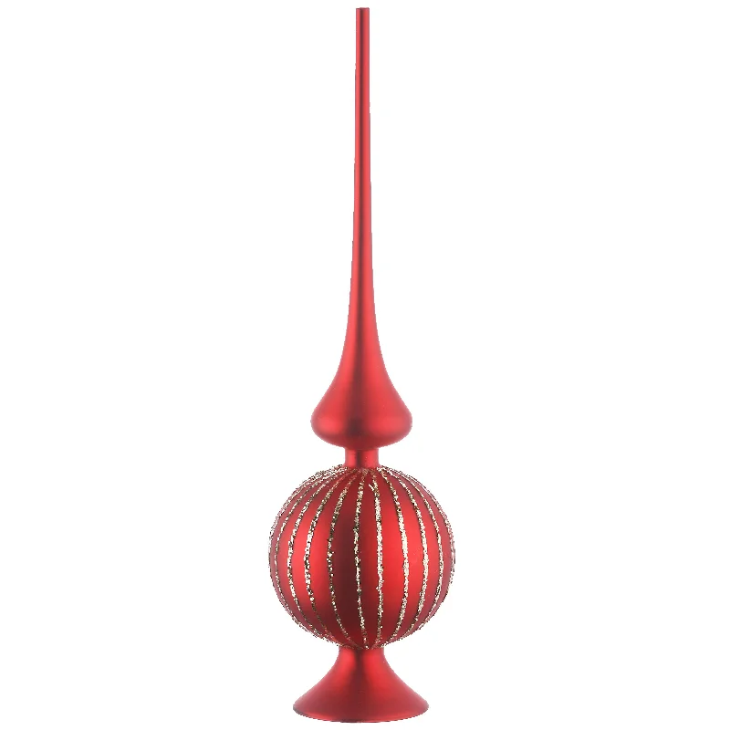 Christmas Spirit 15 in. Red Glass Christmas Tree Topper