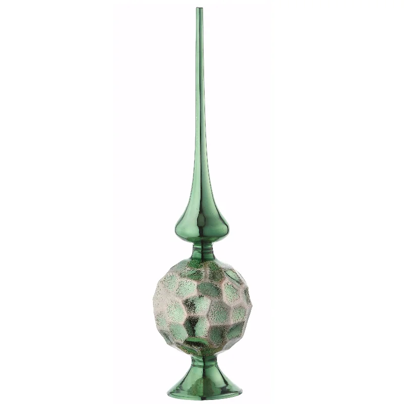 Cozy Christmas 15 in. Sage Green Glass Christmas Tree Topper