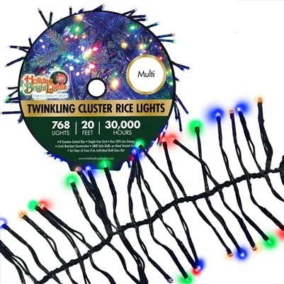 Christmas Enchanting Celebrations 1504l Twinkling Cluster Rice Light Reel - Gr/Multi