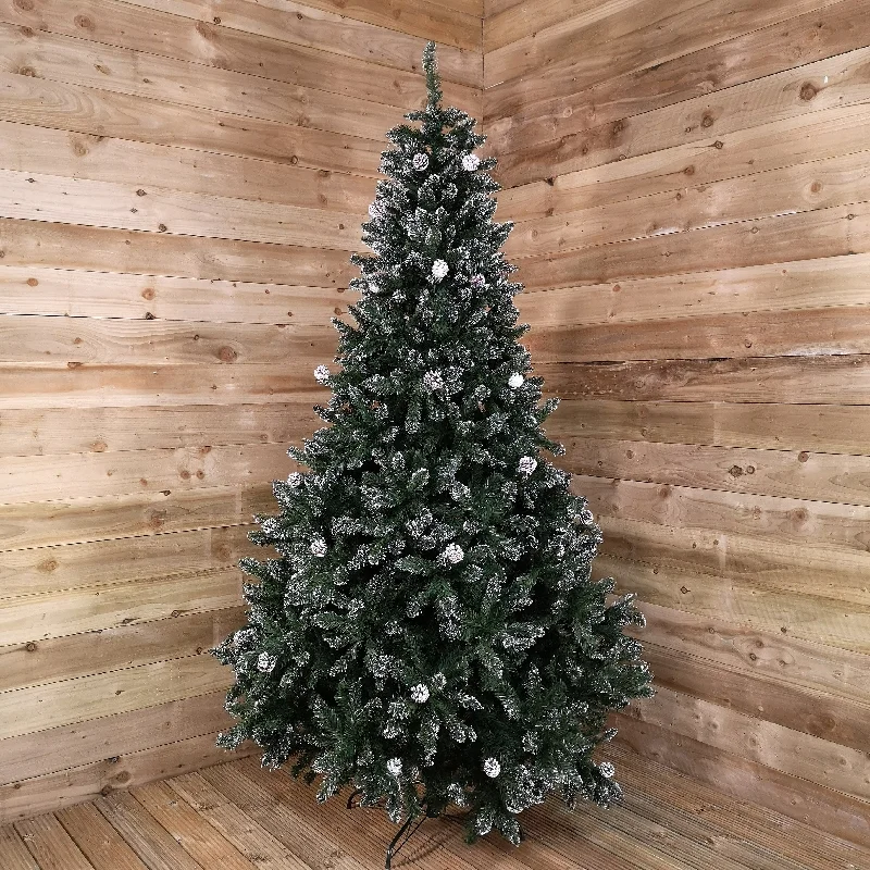 Holiday Season 2.4m /8ft Rocky Mountain Pine Green Artificial Christmas Tree Snow Tip and Pine Cones