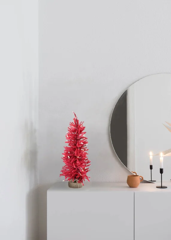 Festive Season 2' Pre-Lit Red Burlap Base Christmas Tree