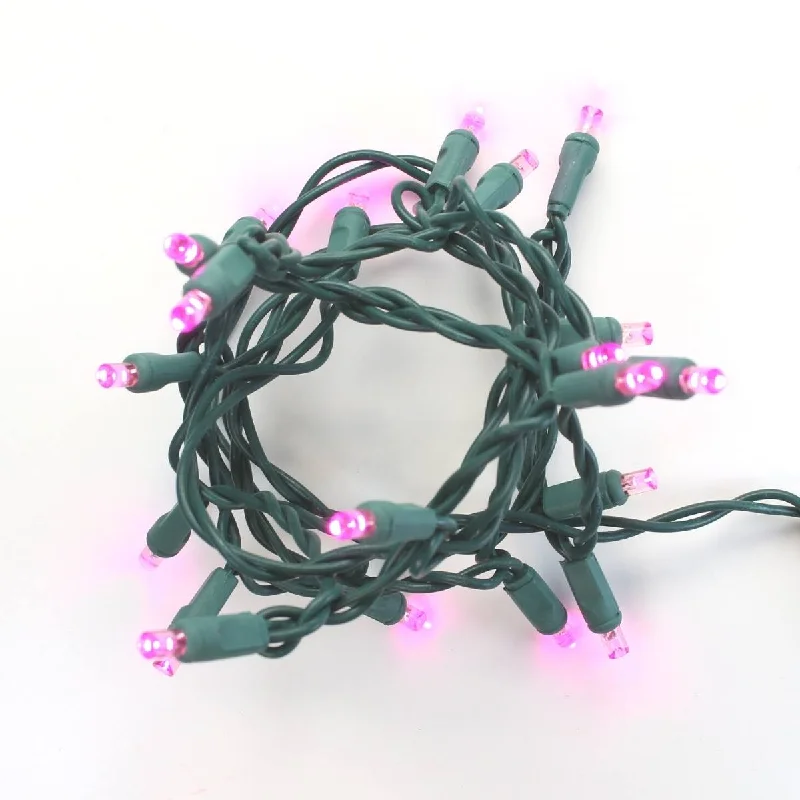 Christmas Caroling 20-light Pink LED Craft Lights, Green Wire