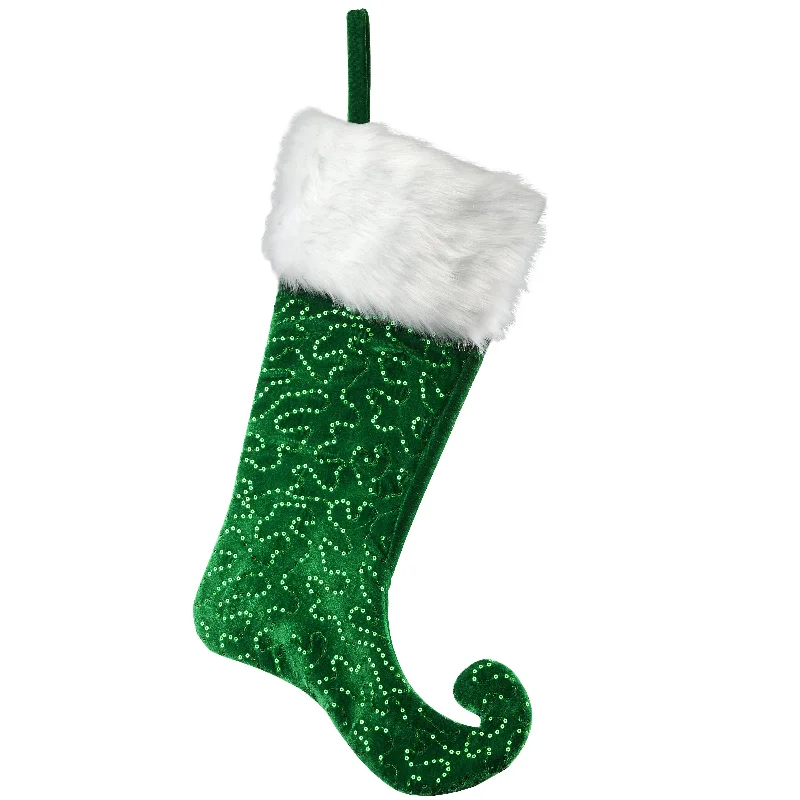 Christmas Cozy Holiday Magic 21 in. General Store Collection Jester Style Green Stocking Christmas Cozy Holiday Magic 21 in. General Store Collection Jester Style Green Stocking