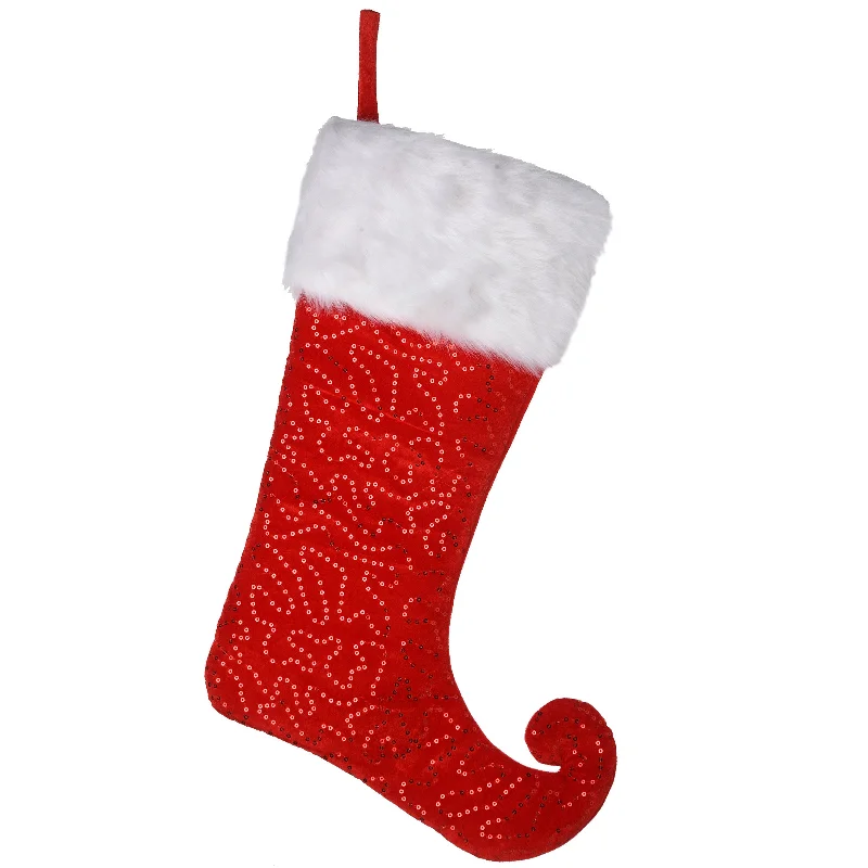Christmas Nostalgic Festive Times 21 in. General Store Collection Jester Style Red Stocking Christmas Nostalgic Festive Times 21 in. General Store Collection Jester Style Red Stocking