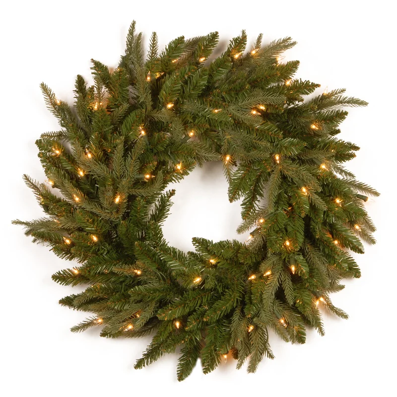 Christmas Traditions 24 in. Pre-Lit Fraser Grande Wreath with Clear Lights