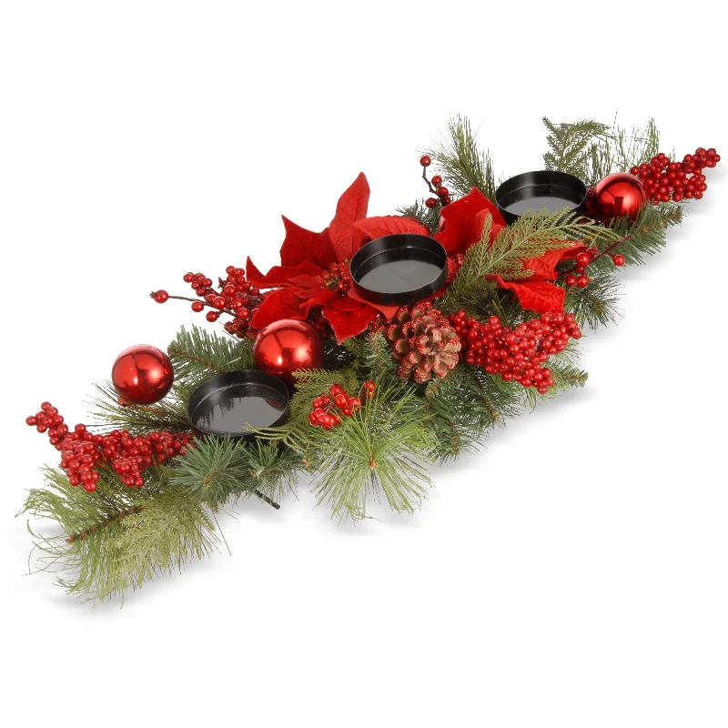 Christmas Dinner 28 in. Christmas Candleholder Centerpiece