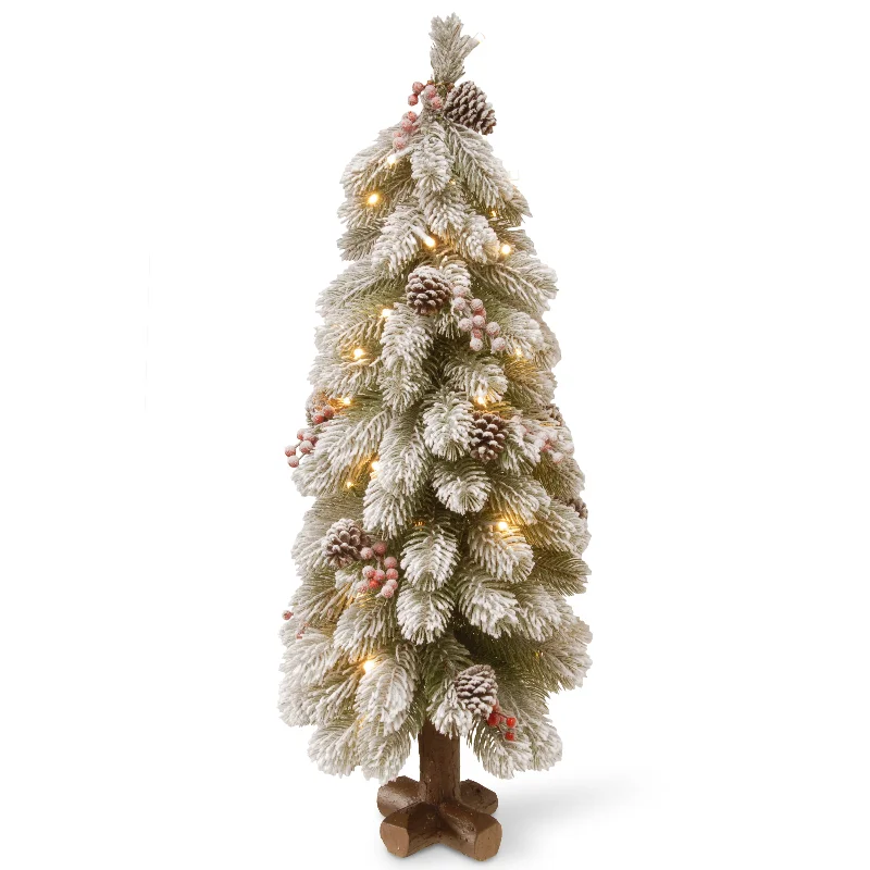 Christmas Winter Scenery 30 in. Pre-Lit Bayberry Spruce Snowy Tree with LED Lights Christmas Winter Scenery 30 in. Pre-Lit Bayberry Spruce Snowy Tree with LED Lights