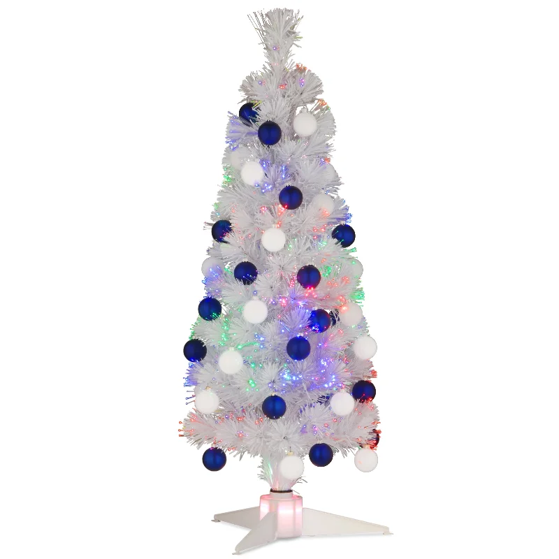 36 in. Fiber Optic Fireworks White Ornament Tree