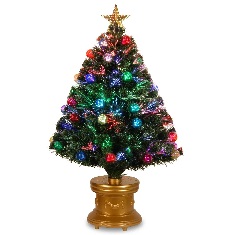 36 in. Pre-Lit Fiber Optic Fireworks Tree with Ball Ornaments