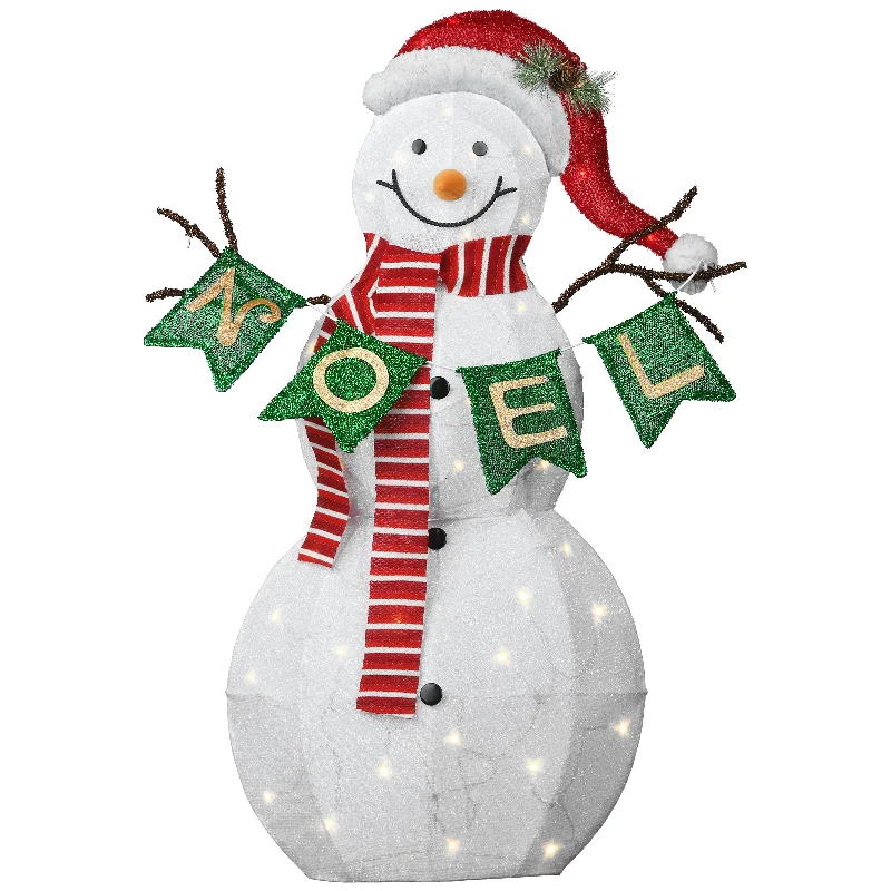 Cozy Christmas 37 in. Pre-Lit Snowman with NOEL Sign