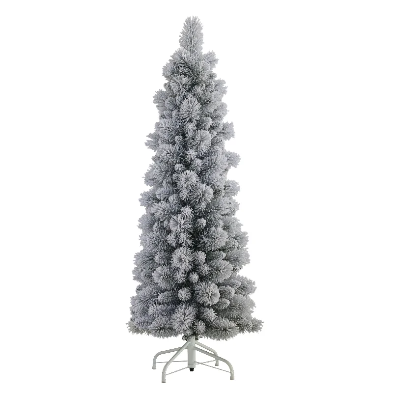 Christmas Shopping 4.5' Flocked Pencil Artificial Christmas Tree with Stand, Green