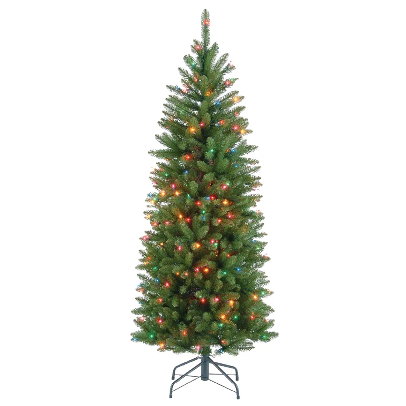 Holiday Treats 4.5 ft. Pre-Lit Kingswood Fir Pencil Tree with Multicolor Lights