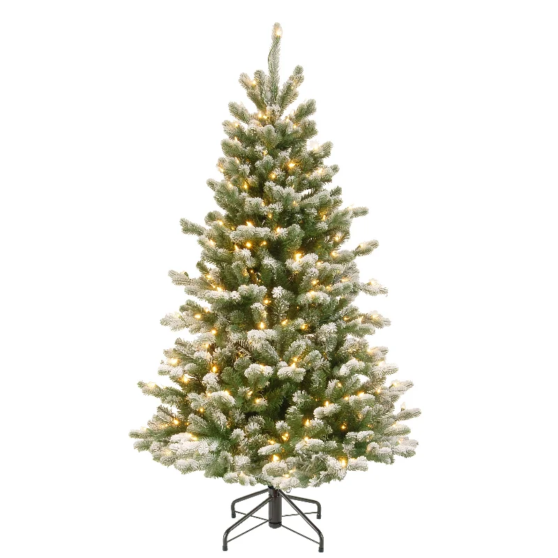 Christmas Homemade Gingerbread 4.5 ft. Pre-Lit Snowy Sheffield Spruce Tree with Dual Color LED Lights