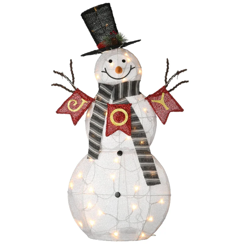 Holiday Fun 42 in. Pre-Lit Snowman with JOY Sign