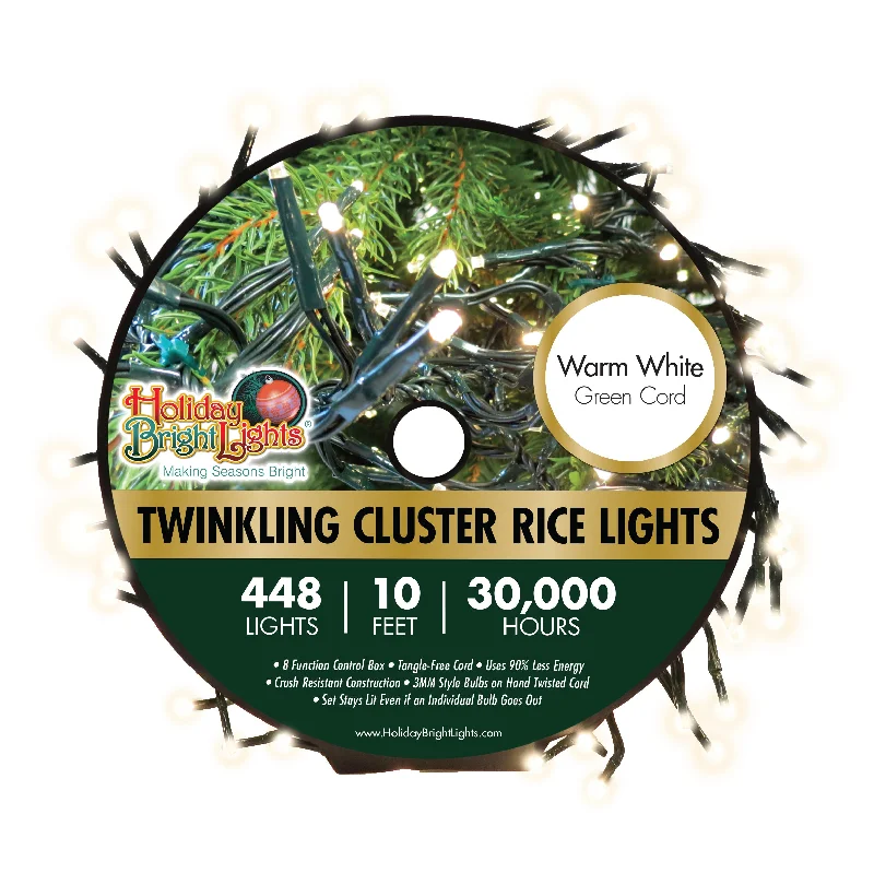 Christmas Countdown 448 LED Warm White Twinkling Cluster Rice Lights