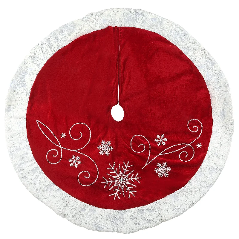 Christmas Music 48 in. Scrolled Red and White Tree Skirt
