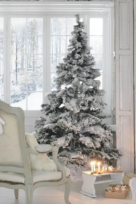 Christmas Pajamas Prelit Heavy Snow Flocked Christmas Tree with Warm White Lights