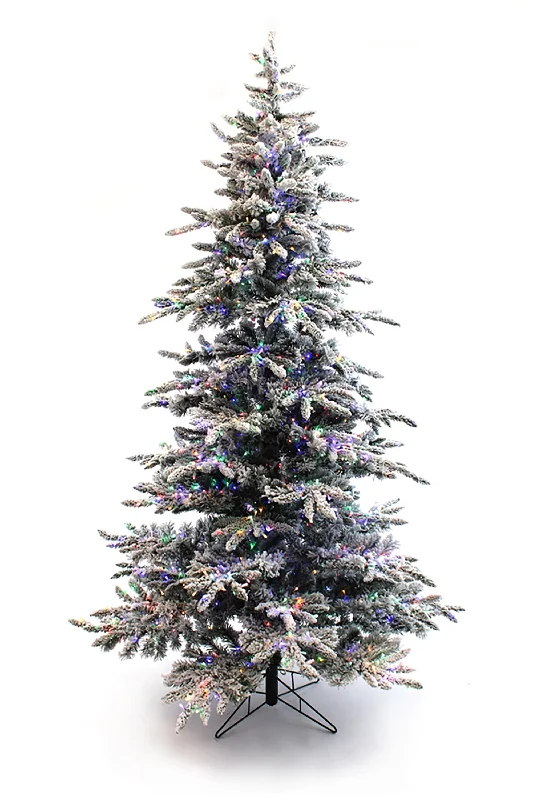 Christmas Party Prelit Slim Snow Flocked Christmas Tree with Warm White & Multicolor Lights Christmas Party Prelit Slim Snow Flocked Christmas Tree with Warm White & Multicolor Lights