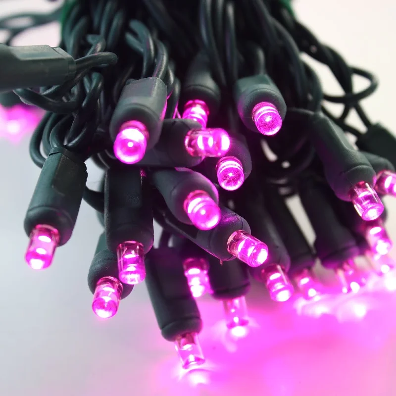 Christmas Holly Jolly Moments 50-light 5mm Pink LED Christmas Lights, 4" Spacing Green Wire Christmas Holly Jolly Moments 50-light 5mm Pink LED Christmas Lights, 4" Spacing Green Wire