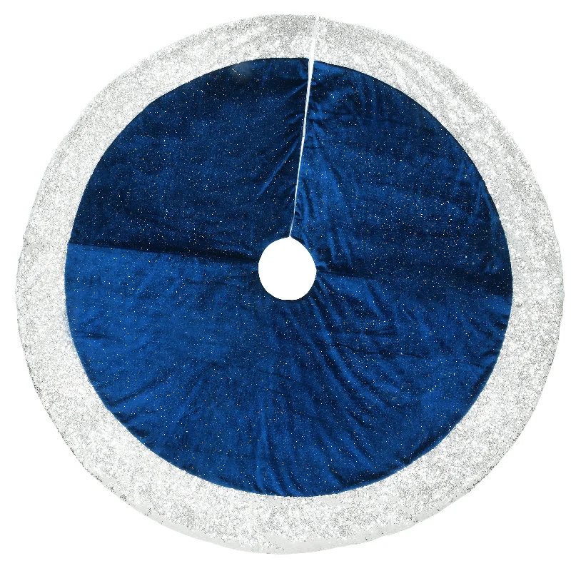 Christmas Wishes 52 in. Arctic Lights Collection Navy and Silver Tree Skirt