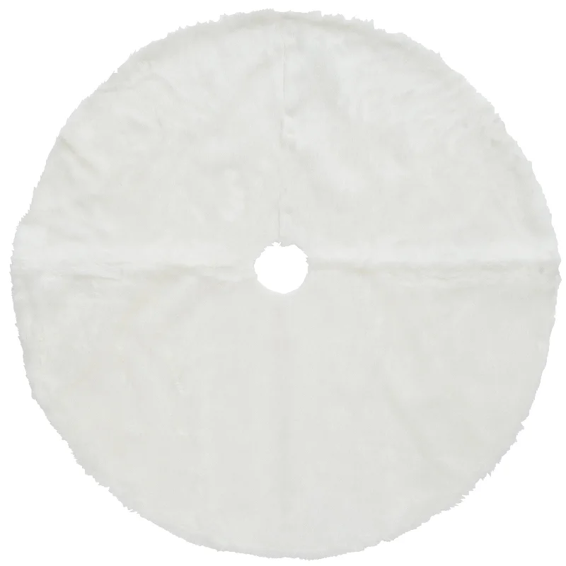 Christmas Pinecones 52 in. General Store Collection White Faux Fur Tree Skirt