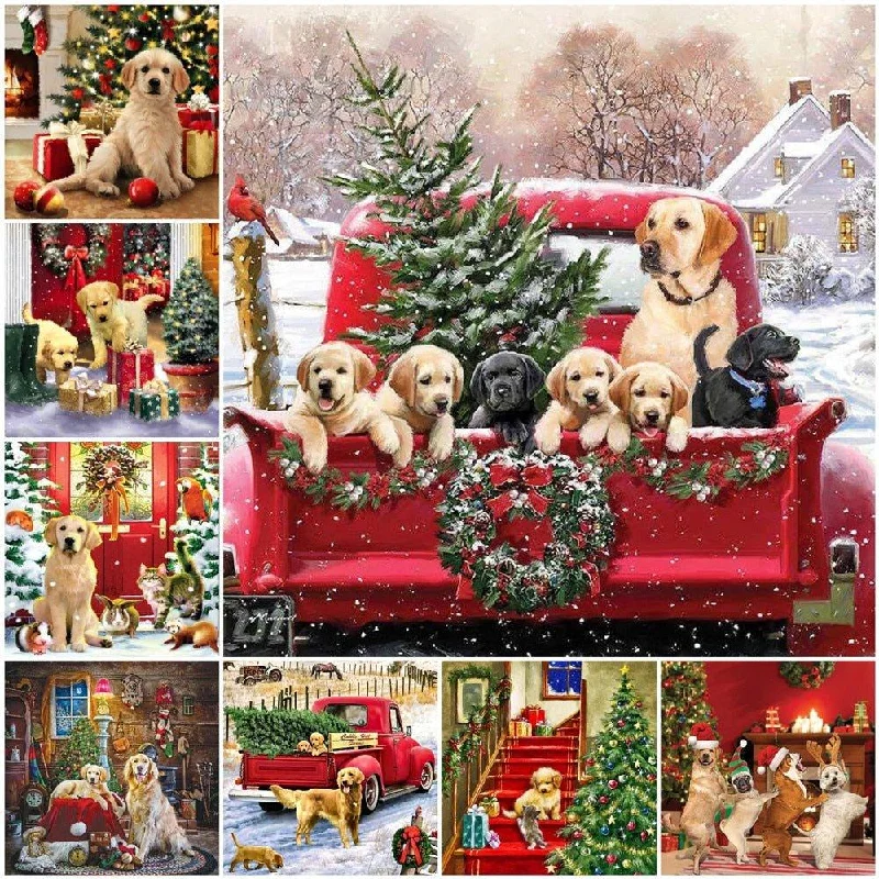 Christmas Frosted Christmas Trees Awesome 5D Christmas Dog Diamond Painting | Perfect Holiday Art Decoration Christmas Frosted Christmas Trees Awesome 5D Christmas Dog Diamond Painting | Perfect Holiday Art Decoration