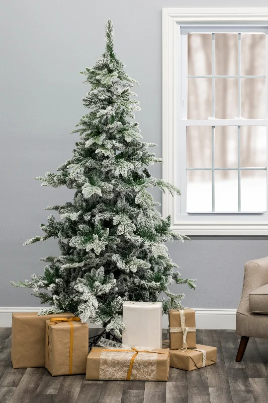 Christmas Snowflake Magic Snow Flocked Alpine Fir Christmas Tree