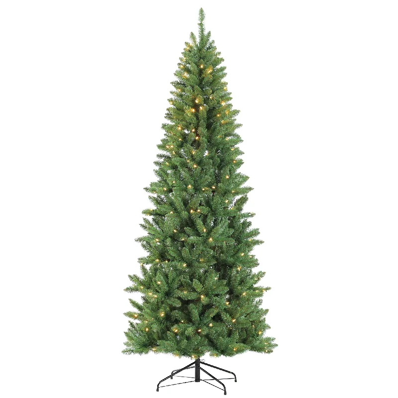 Christmas Day Puleo 6.5ft Pre-lit Evergreen Spruce Green Slim Artificial Christmas Tree