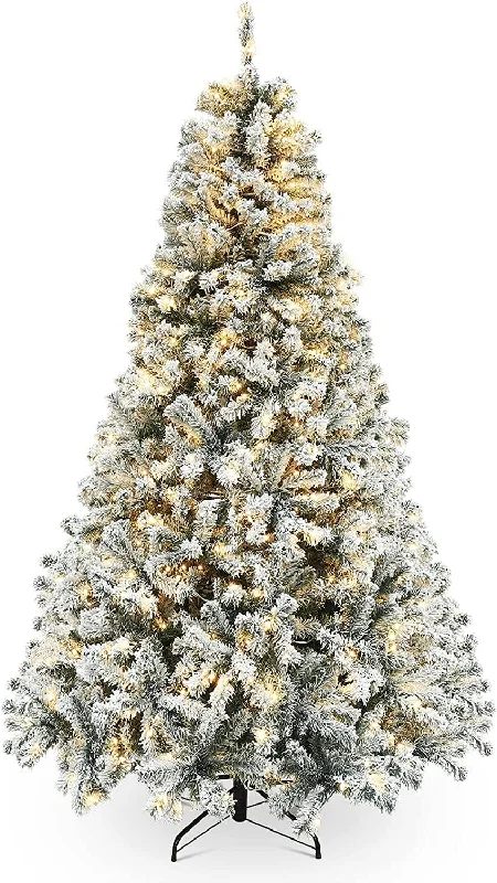 Christmas Sparkly Fairy Lights 6.5ft Pre-Lit Snow Flock Christmas Tree, Warm White