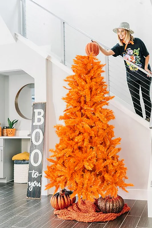 Christmas Festive Snowmen 6' Orange Norway Pine Christmas Tree
