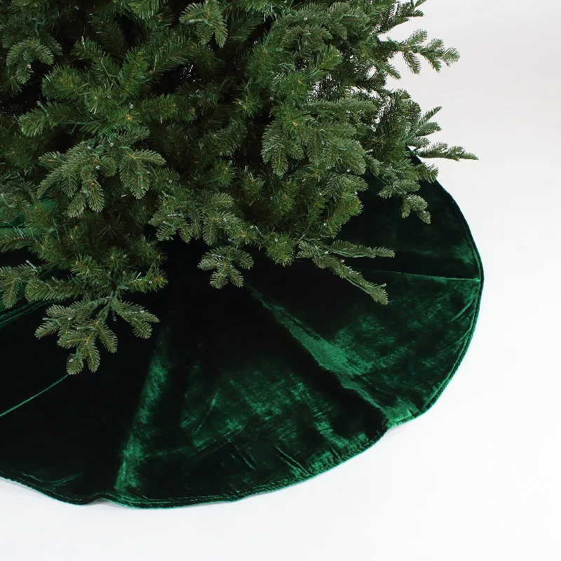 Christmas Festive Night Lights Emerald Velvet Tree Skirt, 60"