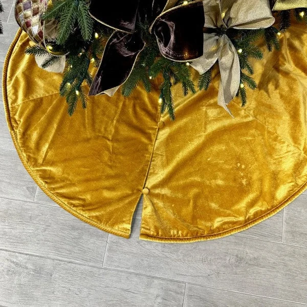 Christmas Homemade Gingerbread Velvet Tree Skirt, Gold