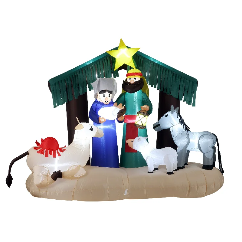Christmas Hot Chocolate 6.5 ft Inflatable Nativity Scene with LED Lights