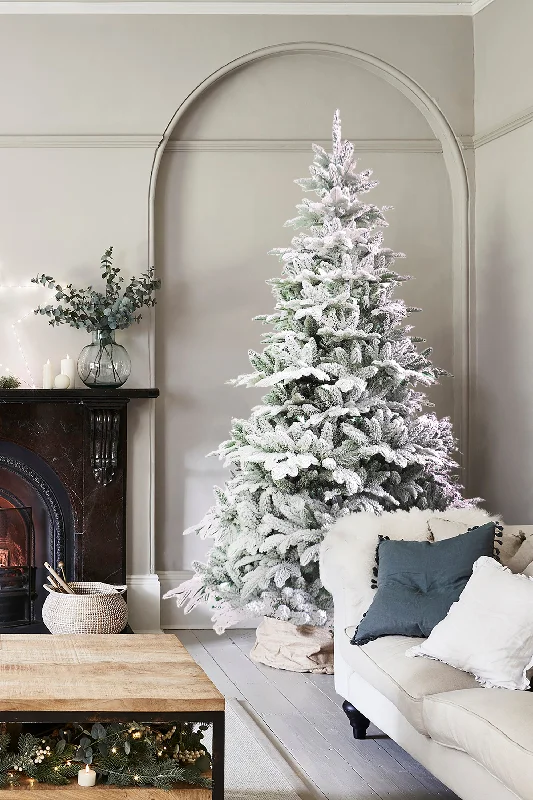 Christmas Fireplace Decor Calgary Spruce Snow Flocked Christmas Tree