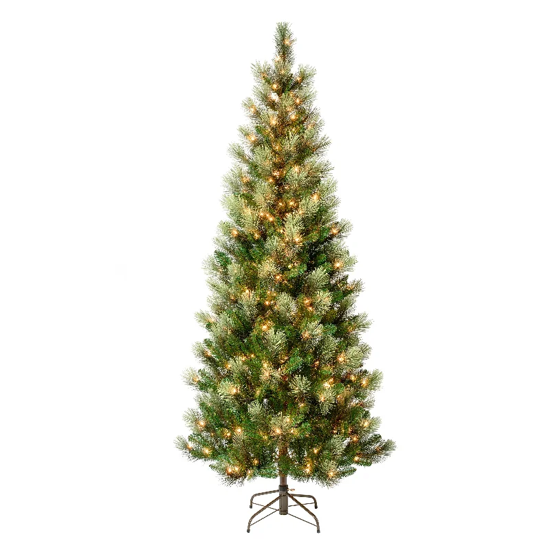 Christmas Spirit 7.5 ft. Pre-Lit Charleston Pine Slim Tree with Clear Lights