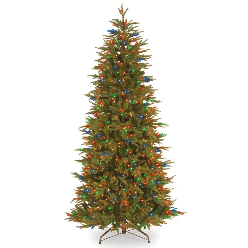 Cozy Christmas 7.5 ft. Pre-Lit Deluxe Fraser Fir Slim Tree with Multicolor LED Lights Cozy Christmas 7.5 ft. Pre-Lit Deluxe Fraser Fir Slim Tree with Multicolor LED Lights