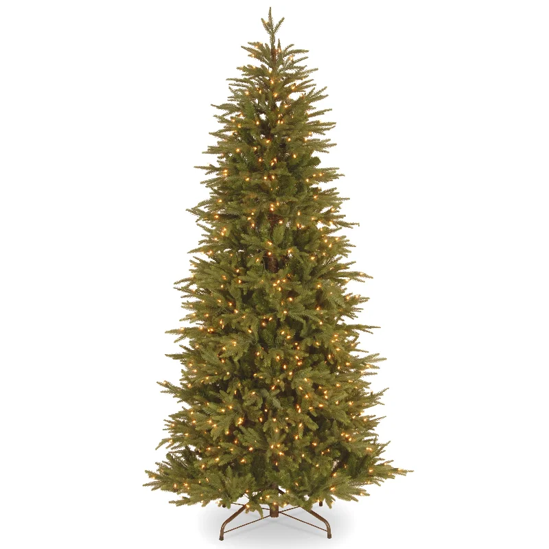 Christmas Fireplace Decor 7.5 ft. Pre-Lit Deluxe Fraser Fir Slim Tree with Warm White LED Lights Christmas Fireplace Decor 7.5 ft. Pre-Lit Deluxe Fraser Fir Slim Tree with Warm White LED Lights