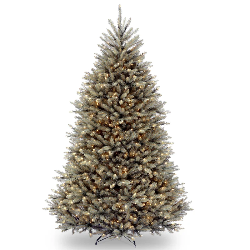 Christmas Gifts 7.5 ft. Pre-Lit Dunhill Fir Snowy Blue Tree with Clear Lights