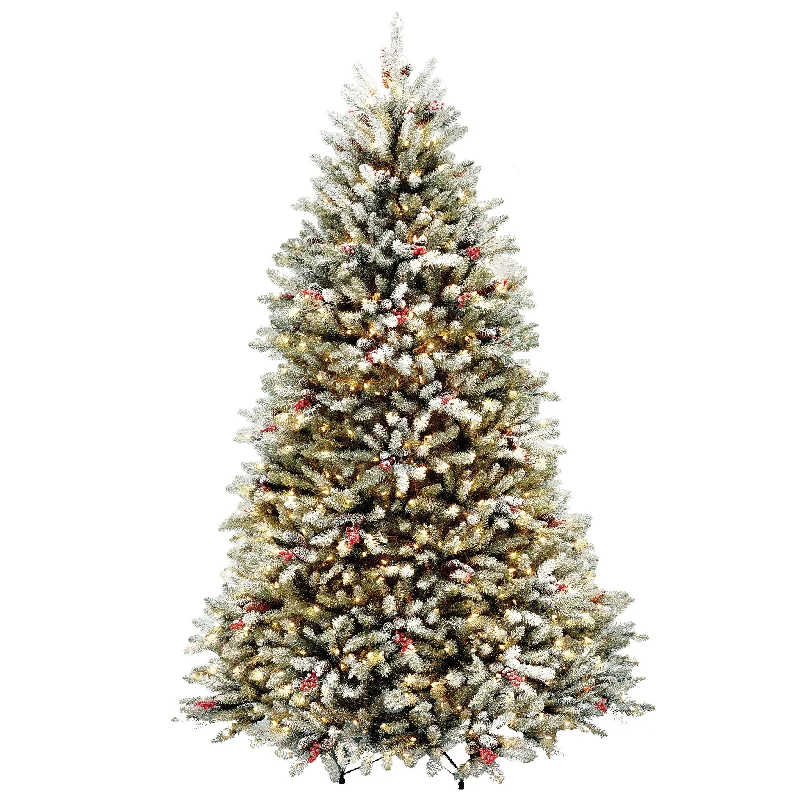 Christmas Stockings 7.5 ft. Pre-Lit Dunhill Fir Flocked Tree with 750 Clear Lights
