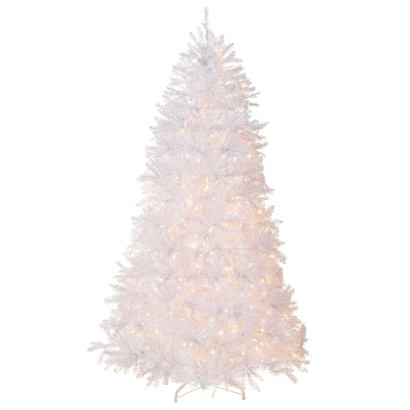 Santa Claus 7.5 ft. Pre-Lit Dunhill Fir White Tree with Clear Lights