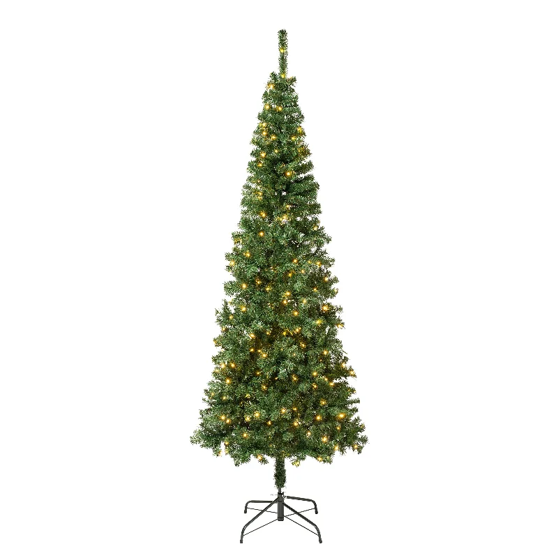 Christmas Presents 7.5 ft. Pre-Lit Linden Spruce Slim Tree with LED Lights