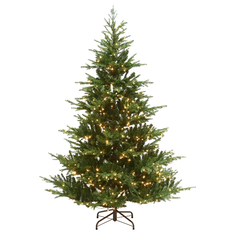 Christmas Dreamy Snowfall 7.5 ft. Pre-Lit Milford Spruce Tree with Clear Lights