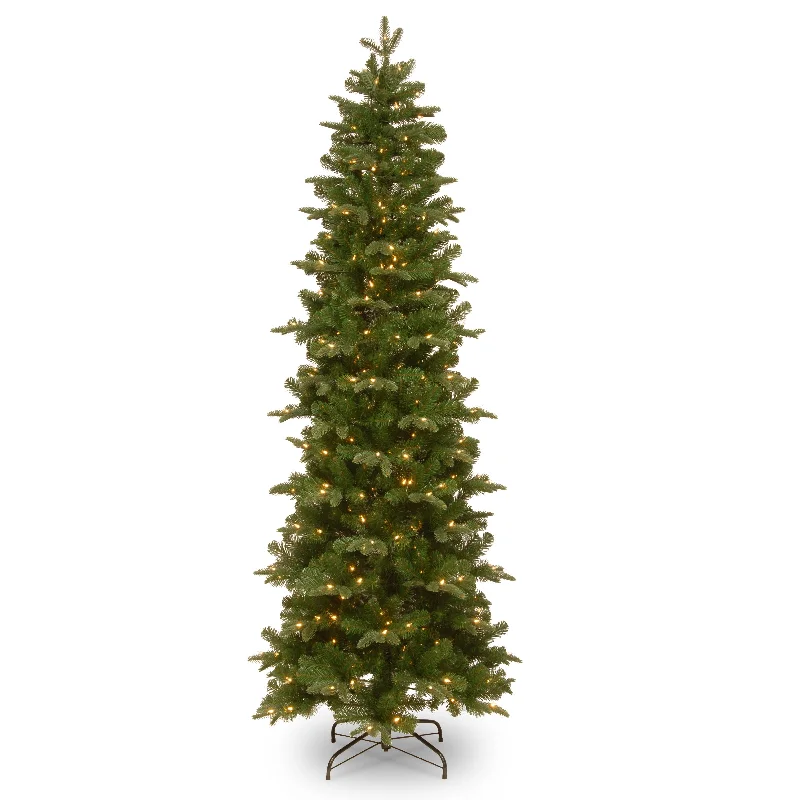 Christmas Snow Globe Decorations 7.5 ft. Pre-Lit Prescott Fir Pencil Slim Tree with Clear Lights