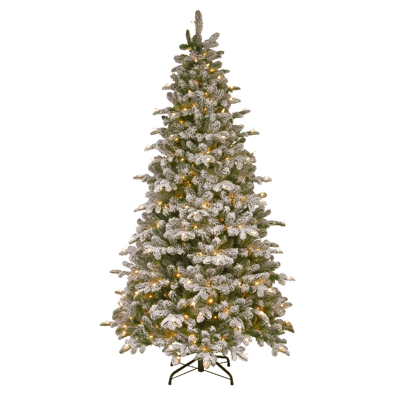 Christmas Holiday Fun 7.5 ft. Pre-Lit Snowy Everest Fir Medium Tree with PowerConnect Clear Lights