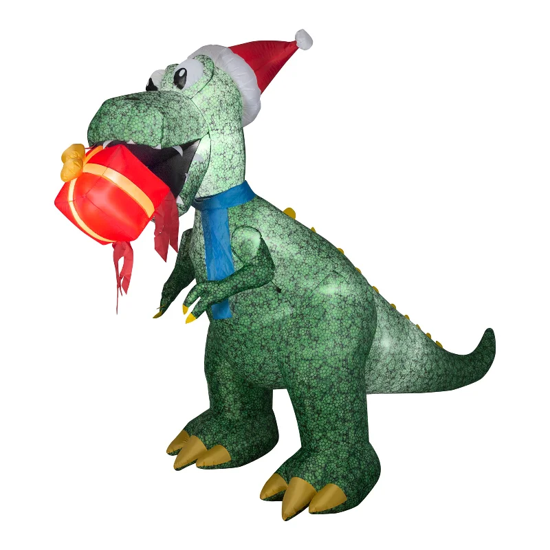 Christmas Midnight Fun 9.5 ft. Inflatable Tyrannosaurus Rex with Gift and LED Lights Christmas Midnight Fun 9.5 ft. Inflatable Tyrannosaurus Rex with Gift and LED Lights
